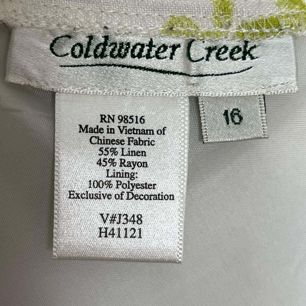 Coldwater Creek Skirt Womens Size 16 Green Linen Midi Toile Coastal Elegant - Picture 6 of 6